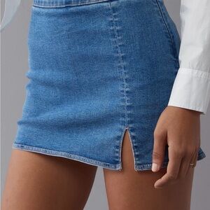 American Eagle High Rise Next Level Mini Denim Skirt With Spandex Shorts